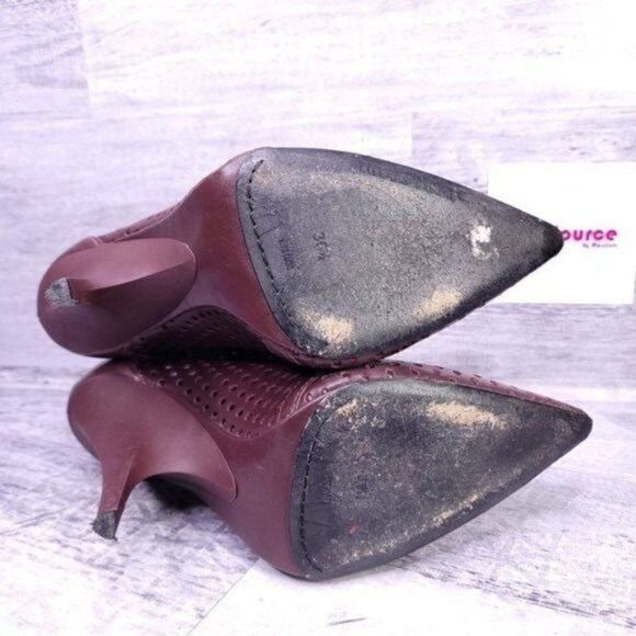 Alexander Wang Shelly Perforated Heeled Ankle Boot Burgundy Red 36.5 Women 6.5 - Picture 7 of 8